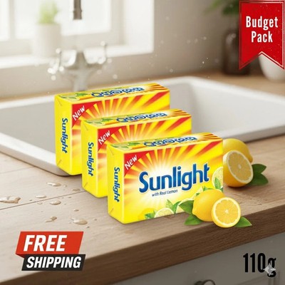 SUNLIGHT Laundry Bar Soap Fresh Lemon Scent 110g x 3 | Budget Pack | Free Shipin