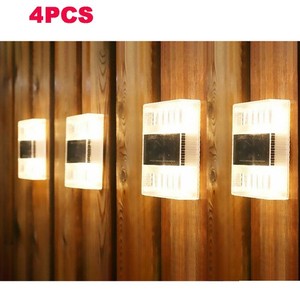 4PCS New Solar Deck Lights Outdoor Waterproof LED Steps Lamps for Stairs Fence