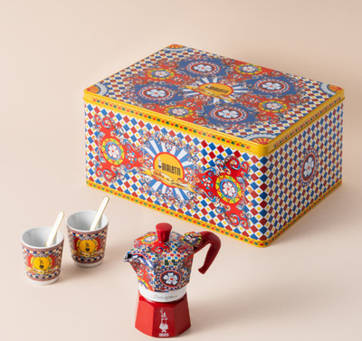 Bialetti x Dolce & Gabbana Sicilian Moka Express 2 Cup Coffee Maker Gift Set