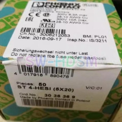 50PCS/Box new for Phoenix Contact ST 4-HESI (5X20) Fuse terminal 3036369