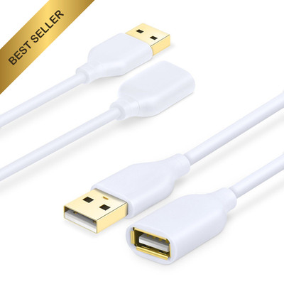 Costyle USB Extension Cable 2 Pack USB 20 6ft Type A Male to Female White Gold