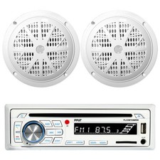 Pyle PLCDBT65 Marine Bluetooth AUX AM/FM Receiver, 2x 6.5" 120W Boat Speakers
