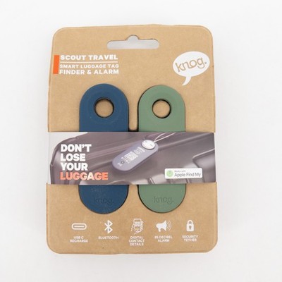 Knog Scout Travel Smart Luggage Tag Finder & Alarm | 2-Pack | Blue + Green