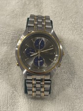 Seiko 7T32-7060 Cronografo al Quarzo Bicolore Blu Sottoquadranti Data ~6,5” Polso