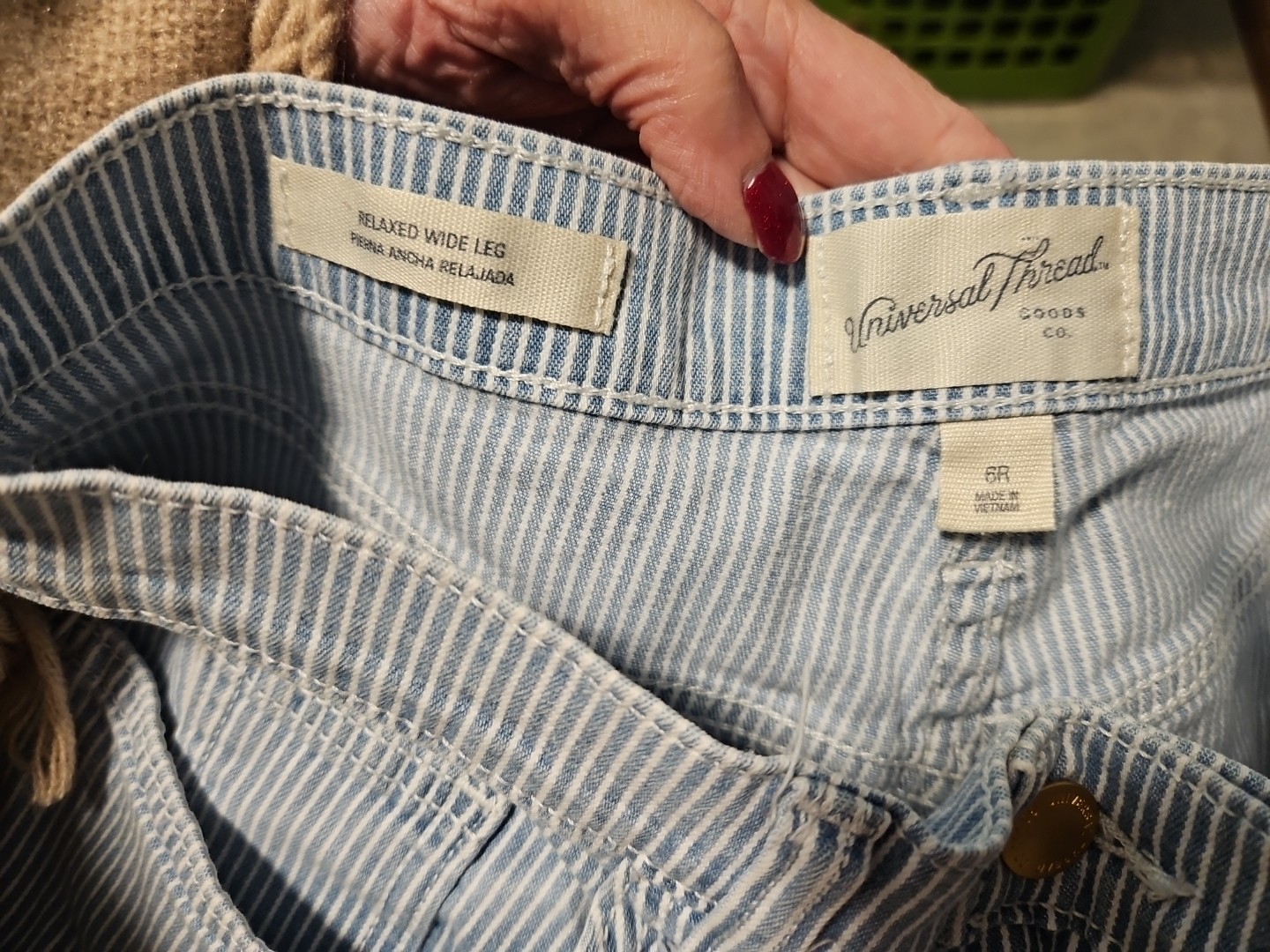 Universal Thread Pinstriped Wide Leg Stretch Blue… - image 5