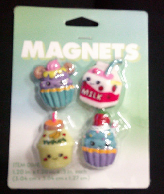 NEW 4 pack of magnets foodie theme milk carton yogurt cupcakes