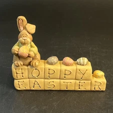 Blossom Bucket Hoppy Easter Bunny Rabbit Eggs Suzi Skoglund Spring Sign 4" Cute