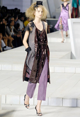 Marc Jacobs Spring 2008 Sequin Lace Dress Look 55 Burgundy Gray Size 4