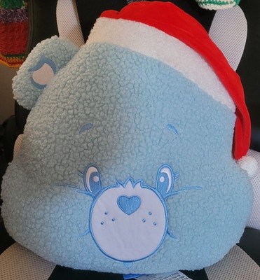 Cloudco18'' Care Bear Head: Grumpy Bear huggable Christmas pillow *new w/ tags*