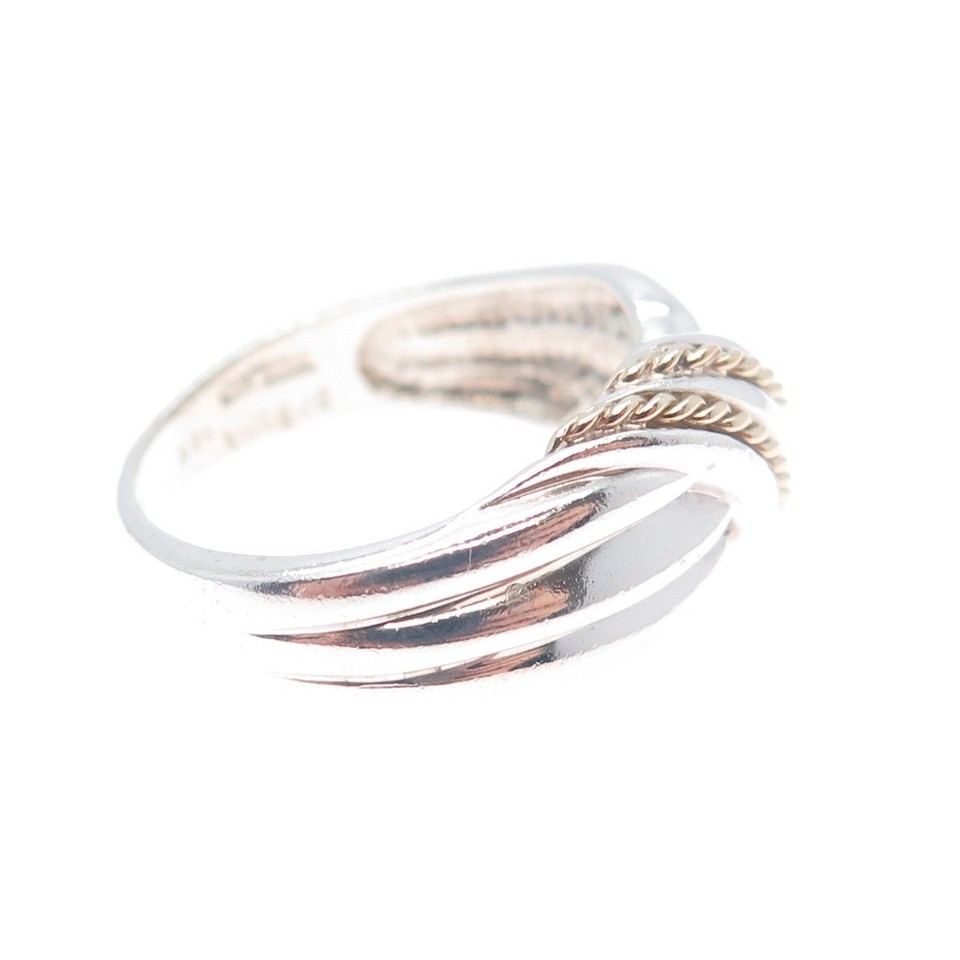 CNA PRANDA 14K Gold 925 Sterling Silver Vintage Modernist Ring Size 8 ...