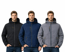 Men’s Softshell Rain Jacket Waterproof Work Coat Hooded Microfleece UNISEX S-5XL