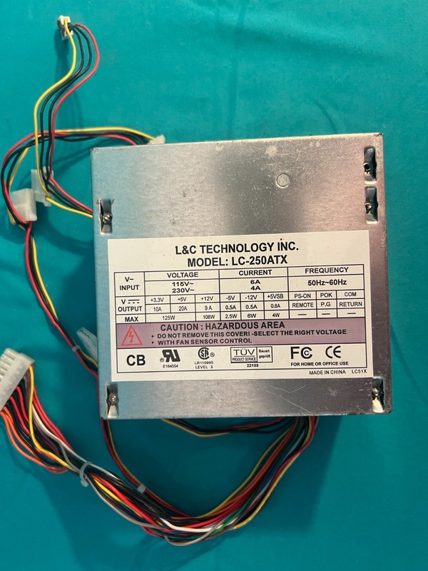L&C Technology LC-250ATX  ATX Power Supply 115/230V Silver 20+4 Pin