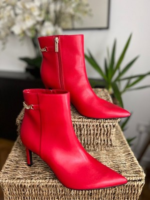 Guess Designer Stiefeletten Damen Rot Absatz Boots UK Größe 6 EU 39