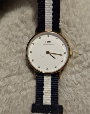 Daniel Wellington Men's Classic Rose Gold-Tone Watch with Blue Striped Band