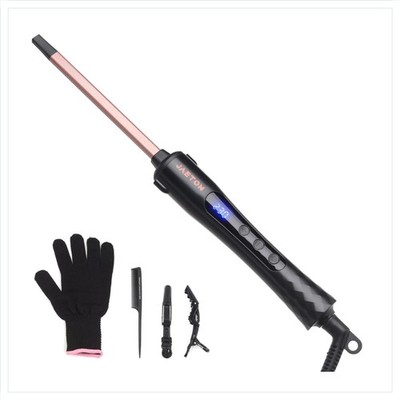 Lockenstab 9mm Keramik Dünn für Enge Locken Schnelles Aufheizen mit Handschuh
