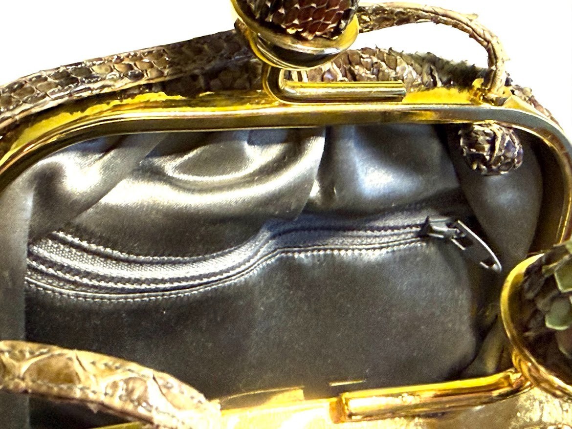 vintage Judith Leiber python bag with box, coin p… - image 12