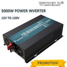 Power Inverter 12V Pure Sine Wave 5000W Truck Carvan Camp Solar Car Boat Home RV