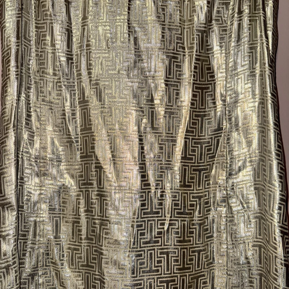 Vestido Tory Burch Dorado Metálico Seda Sin Mangas Cuentas Talla 10 Foto 3 de 4