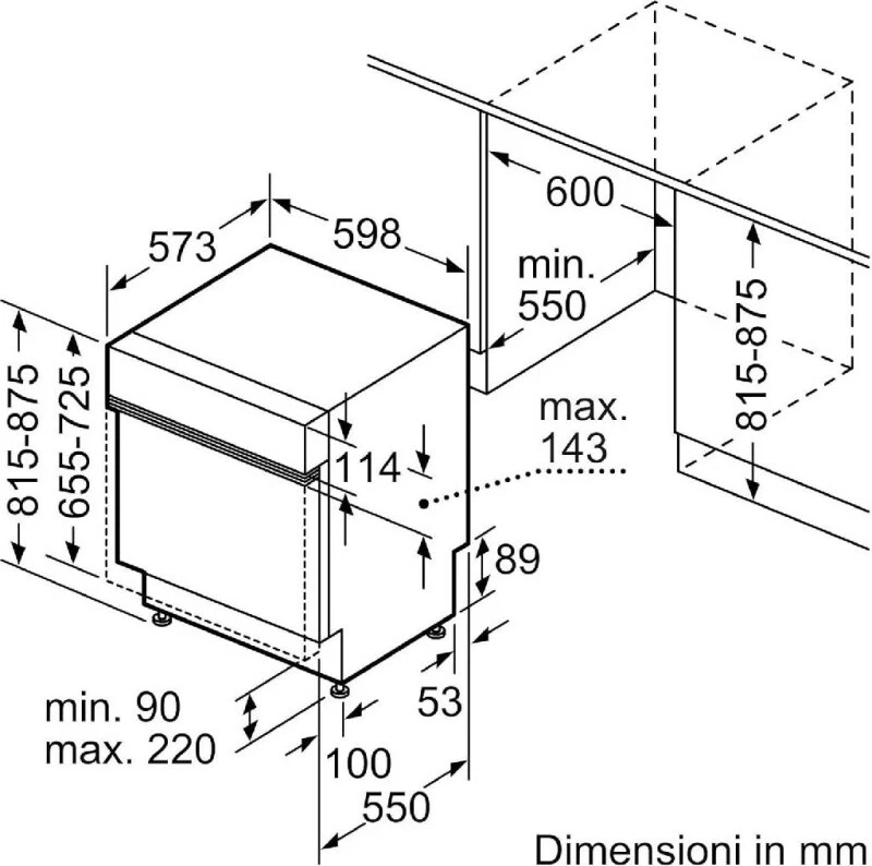 Bosch Lavastoviglie Incasso con Frontalino 14 Coperti B 60 cm Acciaio SMI4EVS08E - Immagine 2 di 2