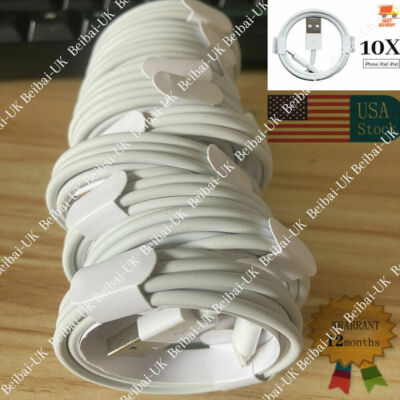 Bulk Lot 10X USB Charger Cable 3/6FT For iPhone 11 X 8 7 6 5 Fast Charging Cord