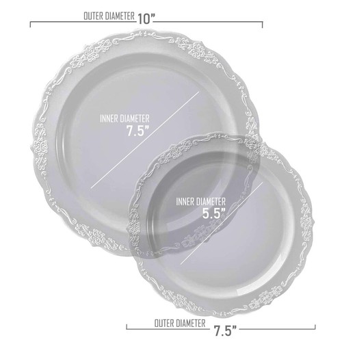 Elegant Vintage Disposable Plastic Plates Wedding Party Value Sets 120 PCS - Picture 12 of 88