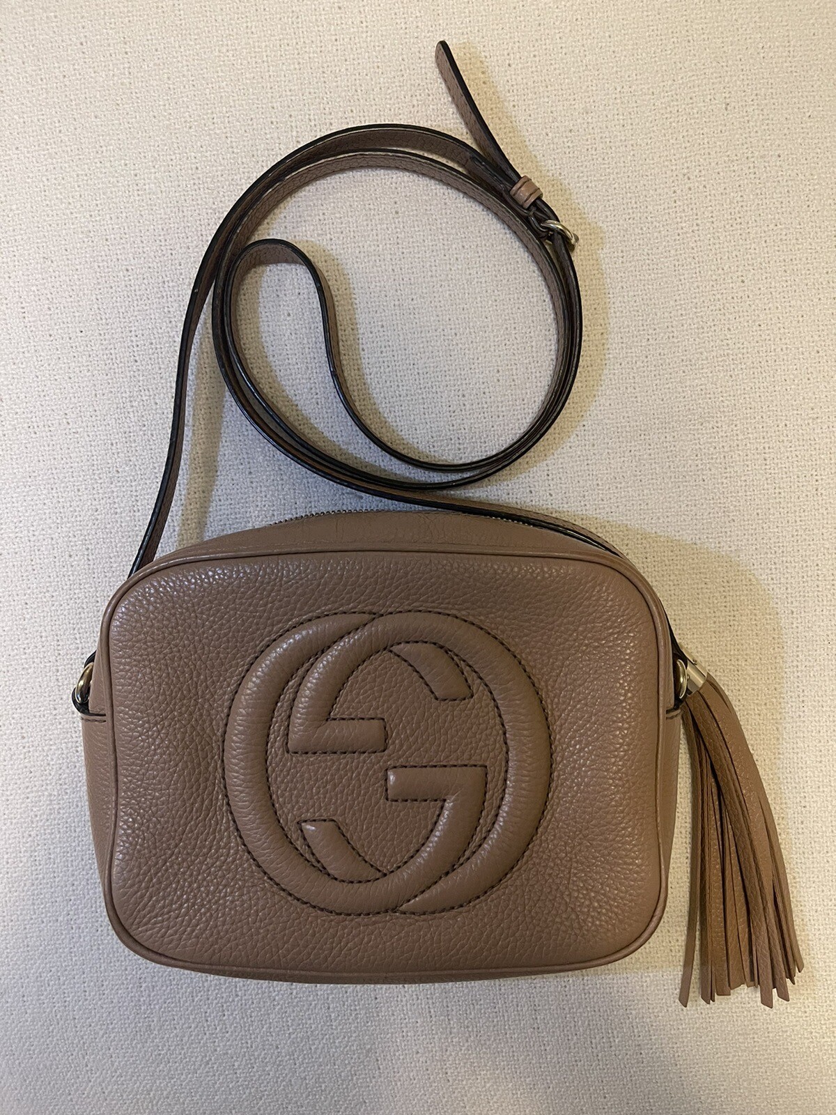 Gucci Authentic Soho Disco Tan Leather Crossbody Purs… Gem