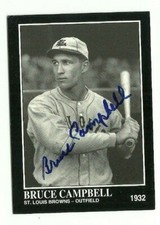 Bruce Campbell 1994 Conlon autographed auto signed card St. Louis Browns