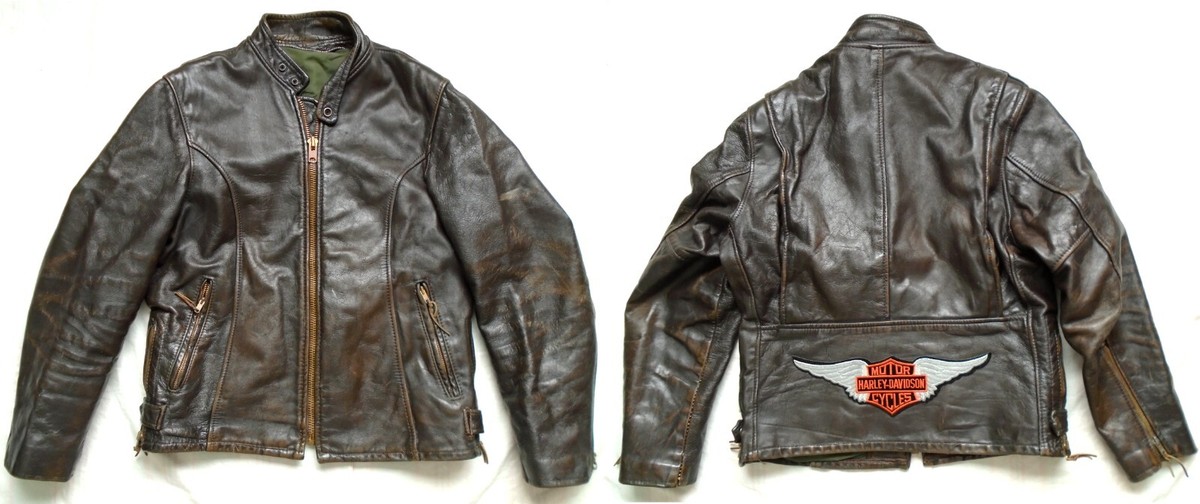 Vintage 60s 70s Harley Davidson Badge Single Rider Leather Jacket