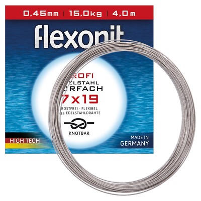 (4,50 /1m) FLEXONIT 7x19 Stahlvorfach 0,60mm 27,0kg 4m. Hecht Vorfach. Meterware