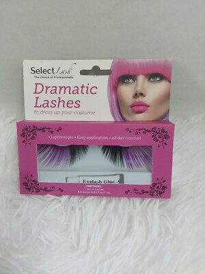 Select Lash Purple & Black Dramatic Lashes W/3 Oz. Eyelash Glue BNWT!