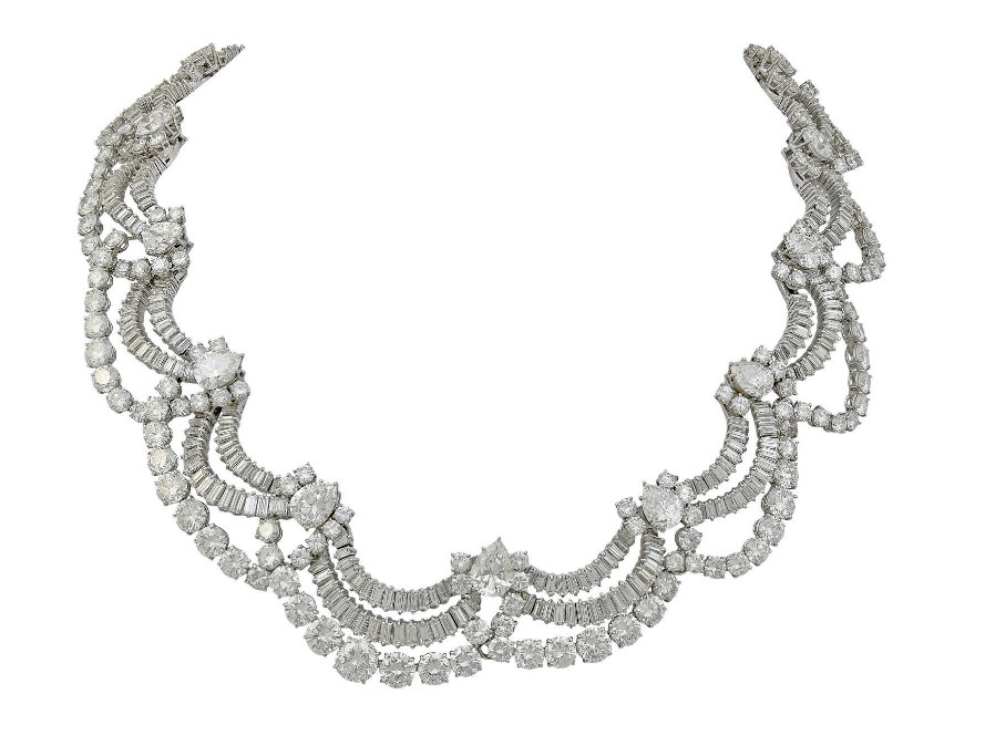 Impressive 119.55CT Multi Shape Lab-Created Dimaonds 935 Silver Wedding Necklace