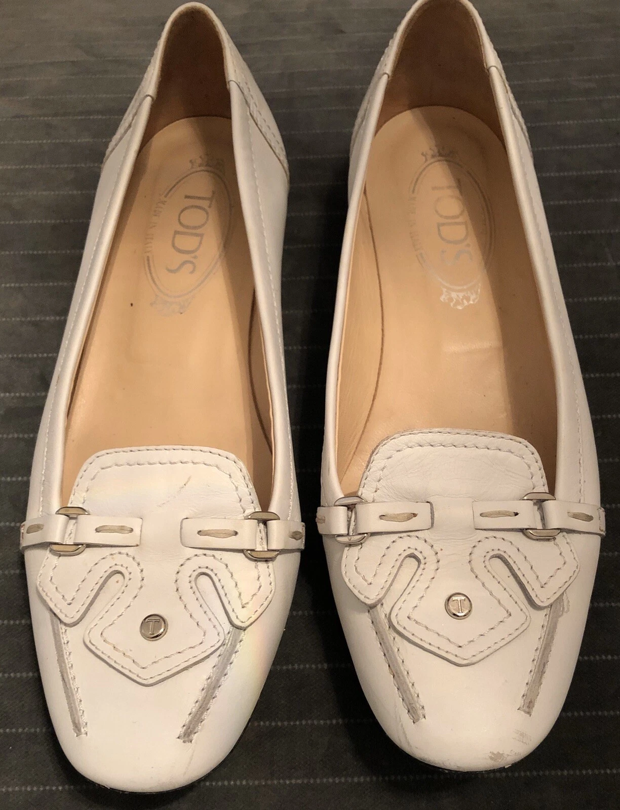TOD’S MOCASSINI TOD'S IN PELLE BIANCA MADE IN ITALY TAGLIA 7