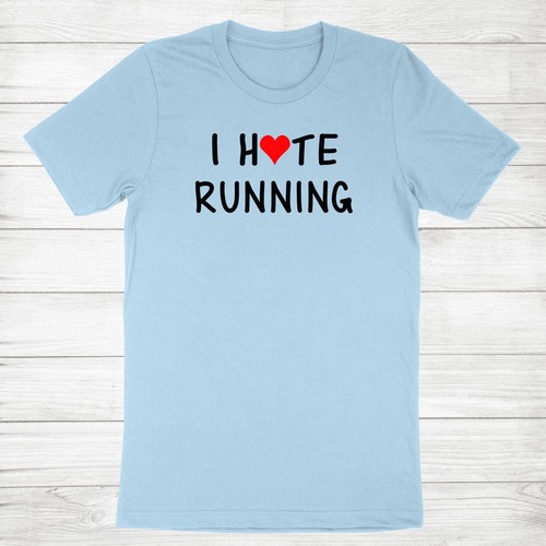 Funny Love Running Gift Shirt I Hate Running Love Heart T-Shirt Jogging Runners - Photo 13/20