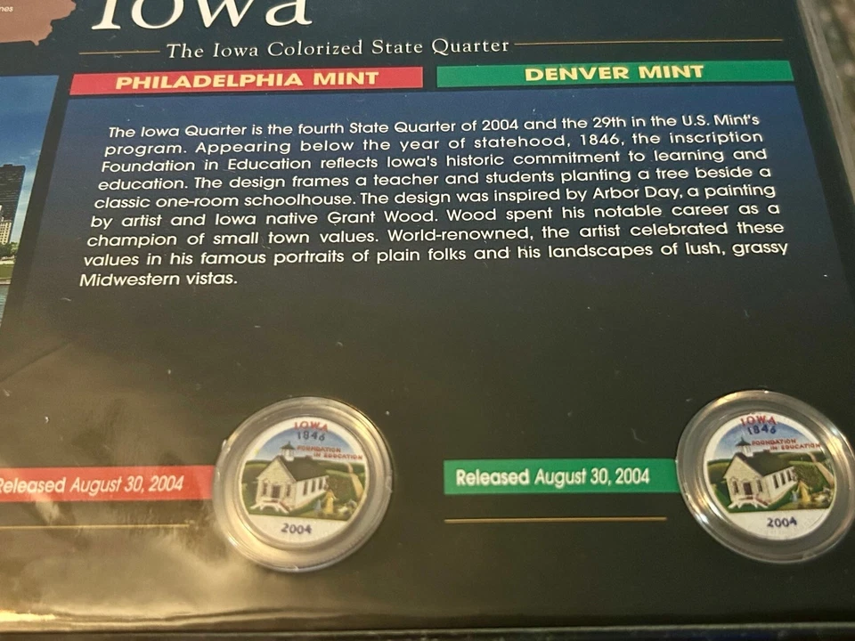 Collectible Coins - 2004 P & D Iowa Colorized State Quarters - Image 2 of 4