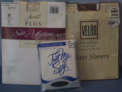 Pantyhose Pairs Womens Queen Size 3X Just My Size Velan Hanes Stockings  Plus