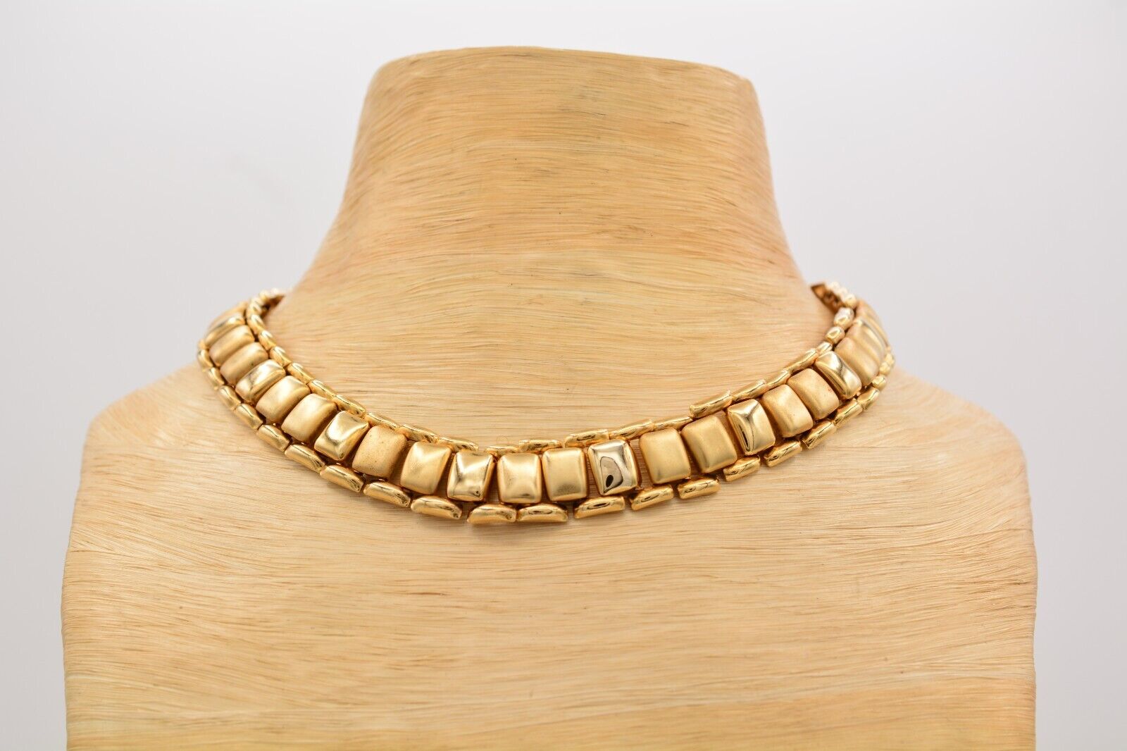 Vintage Collar Necklace Chain Polished Brushed Go… - image 8