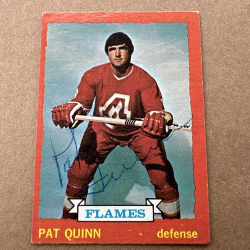 1973-74 Topps PAT QUINN Signed Atlanta Flames Vintage NHL Hockey Card #61 Auto