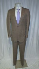Ermenegildo Zegna Su Misura Current Silk Blend Brown Plaid Two Button Suit 40L