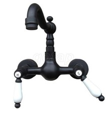 Oil Rubbed Brass Wall Mounted Bathroom Sink Faucet Cold And Hot Mixer Water Tap