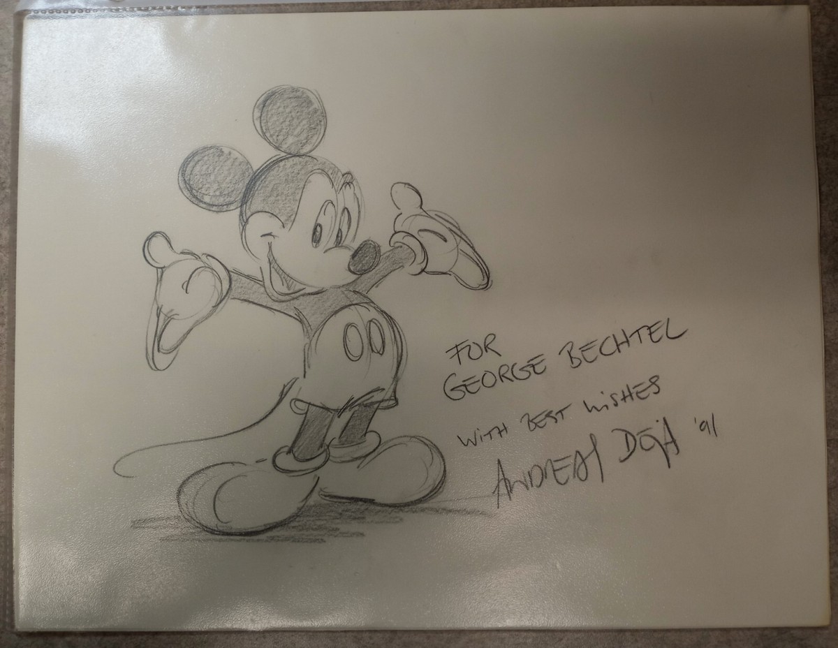Andreas Deja Hand Drawn & Signed Mickey Mouse - w/Letter