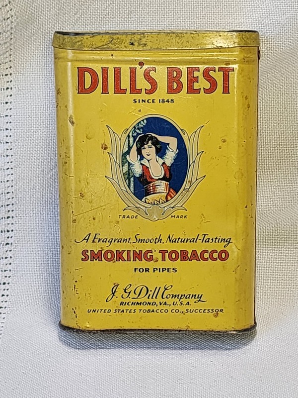 VINTAGE ADVERTISING EMPTY DILL'S BEST VERTICAL POCKET TOBACCO TIN
