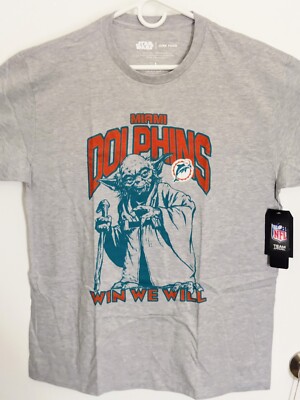 NFL x Star Wars Miami Dolphins YODA Mens L Gray Tshirt WIN WE
