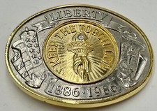 USA Statue Of Liberty Belt Buckle Keep The Torch Lit 100 Years Patriotic Vtg