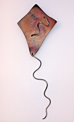 Go Fly A Kite Brooch * Artisian Made In Copper 5.75'' Long OOK?