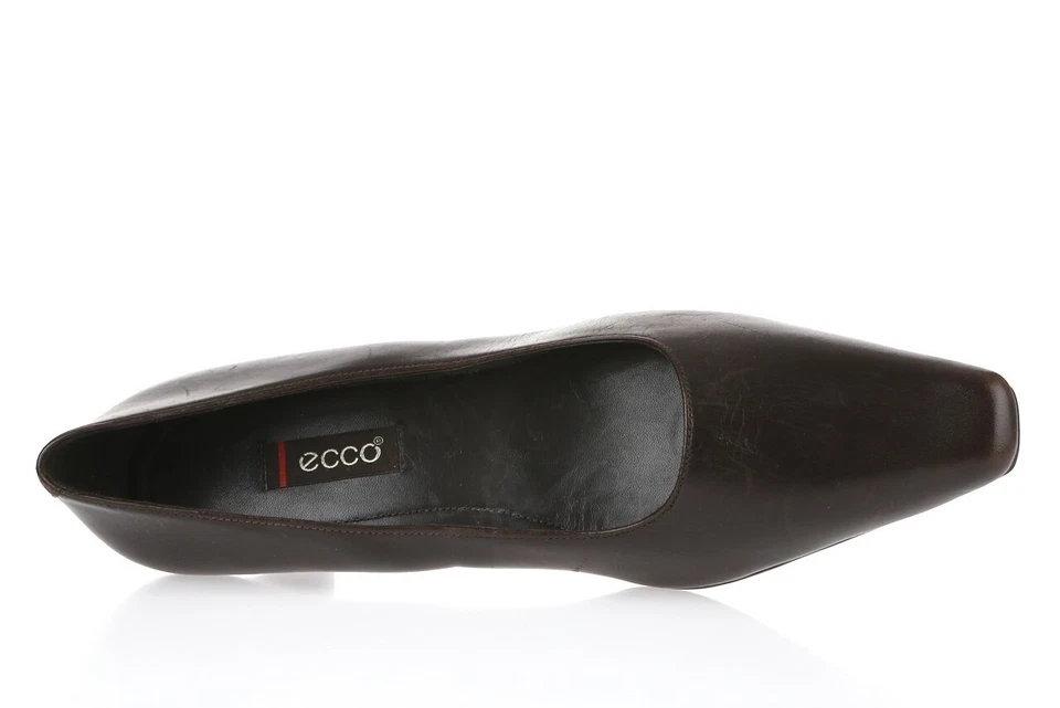 Ecco City Nevada Mujer Cuero Marrón Oscuro Sin Cordones Punta Punta Punta Zapatos de salón Talla 37 Foto 3 de 4