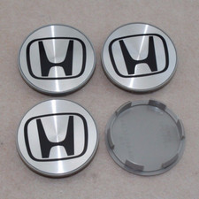 Silverblack Honda Set Of 4 Wheel Center Caps 69mm
