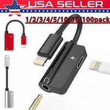 3.5mm Headphone Jack AUX Splitter Adapter and Charger For iPhone12 11 XS X 8 lot