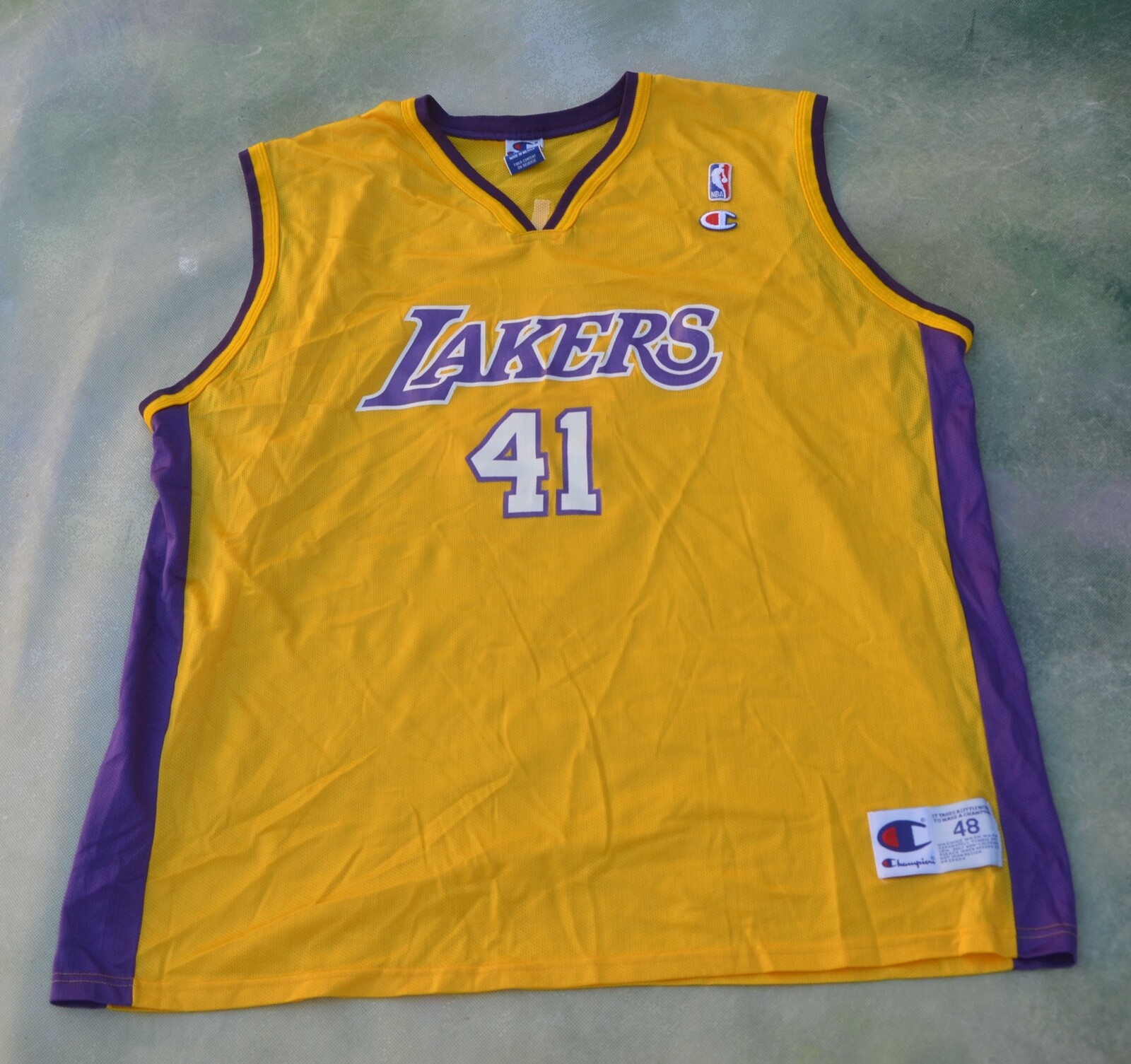Vintage RARE Champion NBA Los Angeles Lakers Glen Rice #41 Jersey Size 48.