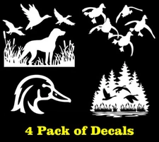 4 Pack Duck Hunting Retriever Geese Flying Vinyl Decal Car Truck Window Tablet