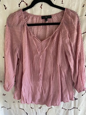 Fred David Peasant Blouse Dusty Pink Polka Dots M